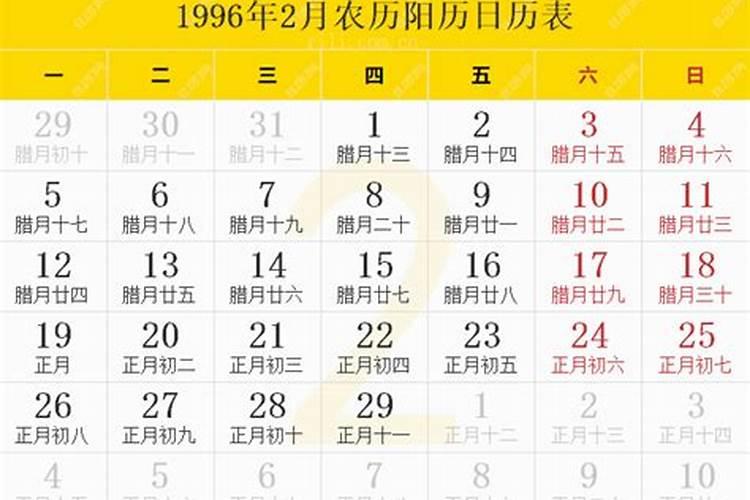 农历96年腊月十五多大